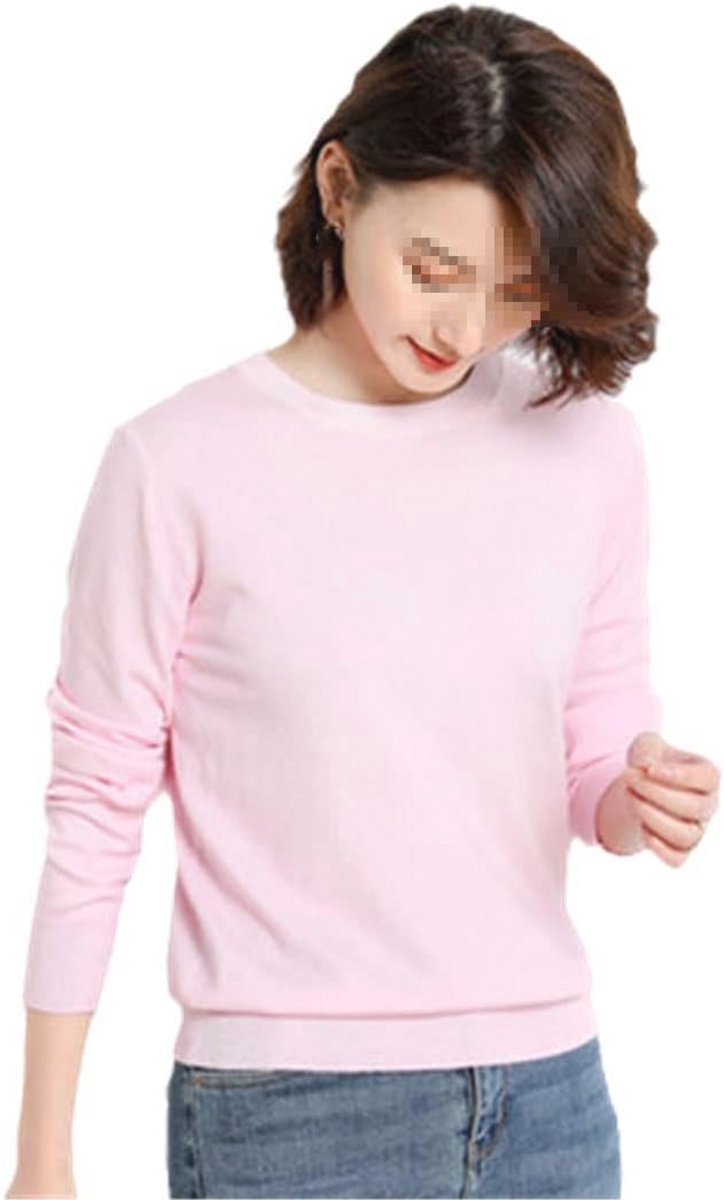 Dames O-hals trui van kasjmier - Effen casual trui voor een slanke pasvorm
