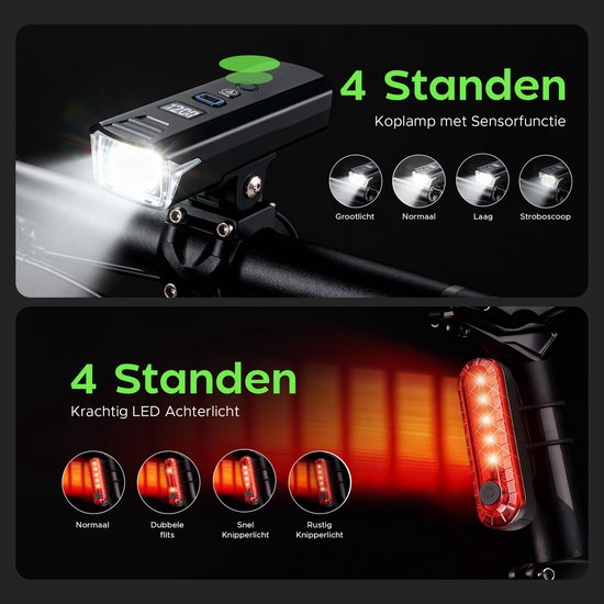 Kochar Fietsverlichting Set LED - Met Ingebouwde Fietsbel & Afstandsbediening - Voorlicht & Achterlicht - 500 Lumen - Waterdicht - Fietslicht - Fietslampjes USB oplaadbaar - Fietslamp van Merkloos — afbeelding 3