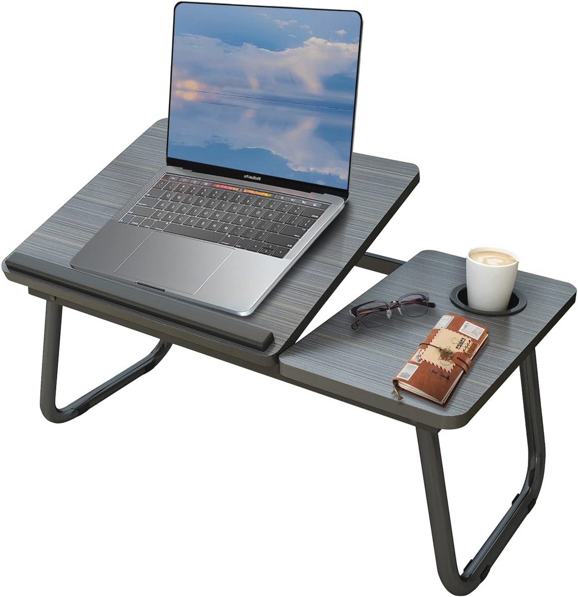 Laptop Bureau met Inklapbare Poten en Leeshouder voor Bed, Terras en Balkon