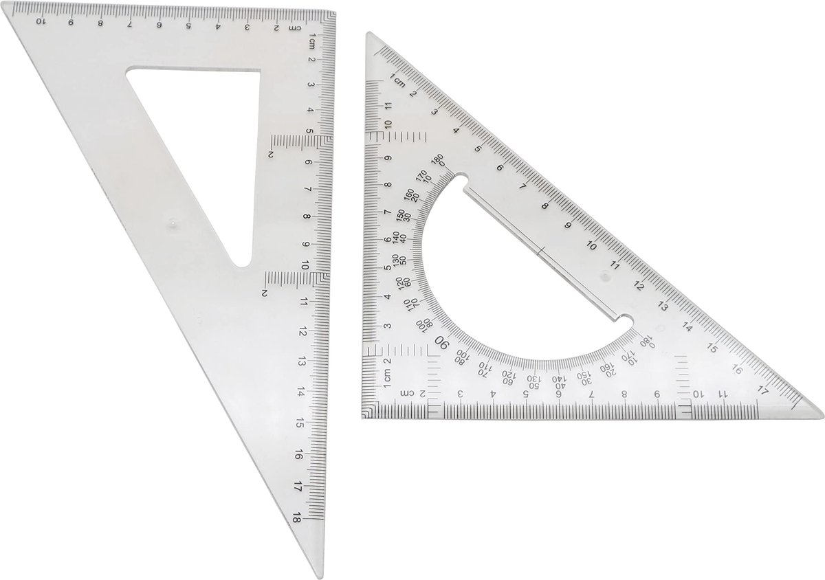 IMPERATORIS® Geometrie Set - Geodriehoeken & Passer Set - Schoolpasserset met Potloodvullingen, Gum, Linialen en Accessoire Voor Studenten - 2 delig
