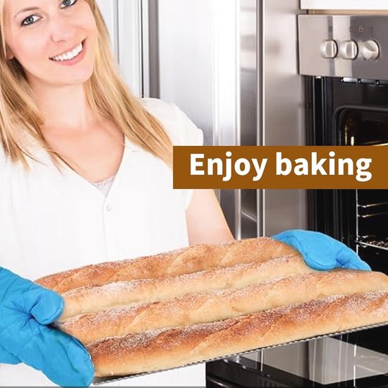 Geperforeerde Anti-aanbak Stokbroodpan 38 x 33 cm - 4-sleuven Baguette Pan voor Perfect Gebakken Brood — afbeelding 3