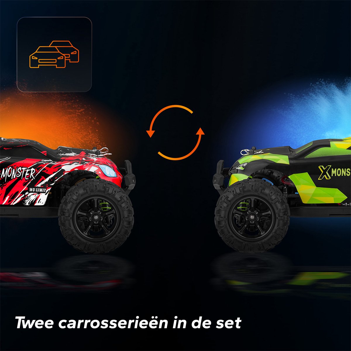 Overmax X-Monster 3.5 RC Auto – 4x4 – 1:18 Schaal – 30 km/h - Bereik 100 m – 2 Accu’s (40 min) – Extra Carrosserie – Offroad – TUV-gecertificeerd — afbeelding 3