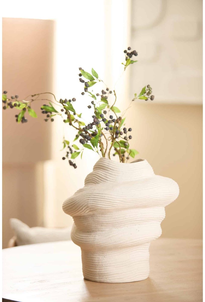 Light & Living Vaas Luzz - Wit - 33,5x32x34cm - Keramiek - Modern - Bloemenvaas - Woondecoratie - Decoratieve vaas voor woonkamer of slaapkamer