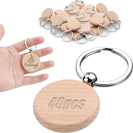 Houten Sleutelhanger met letter of initialen per 1 stuk