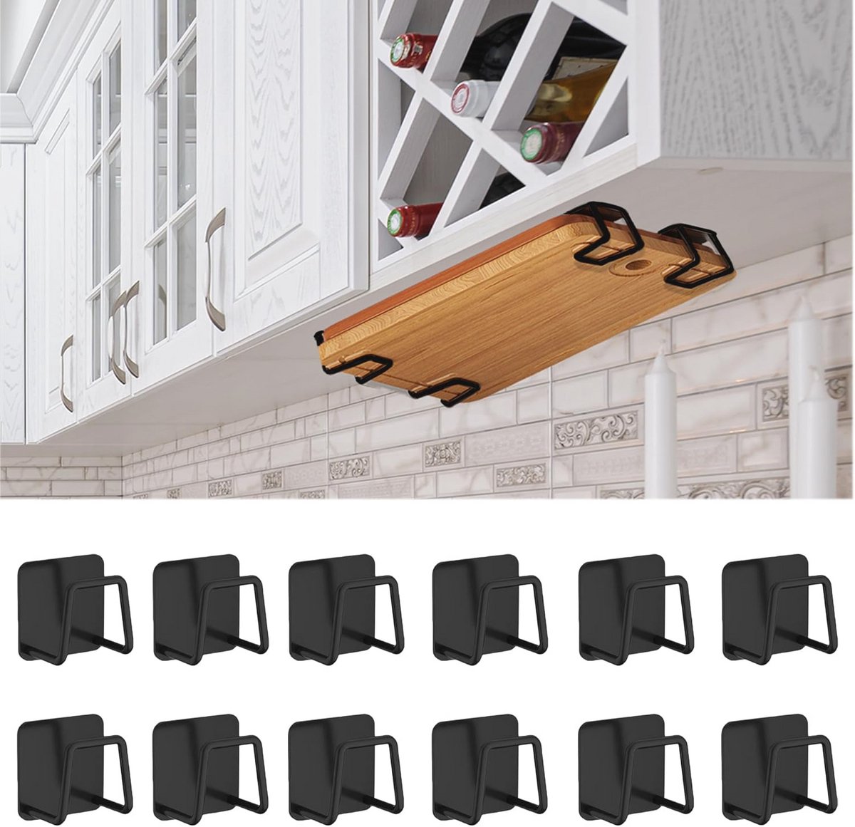 Onder kast snijplank houder - 12 stuks pot deksel organizer - roestvrijstalen keukenopslag