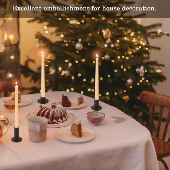 NLBTW Mat zwarte kandelaars set van 6, kaarsstok taper kandelaar, vintage decoratieve metalen kandelaars centerpieces voor tafel schoorsteenmantel feestelijke decoraties geschenken