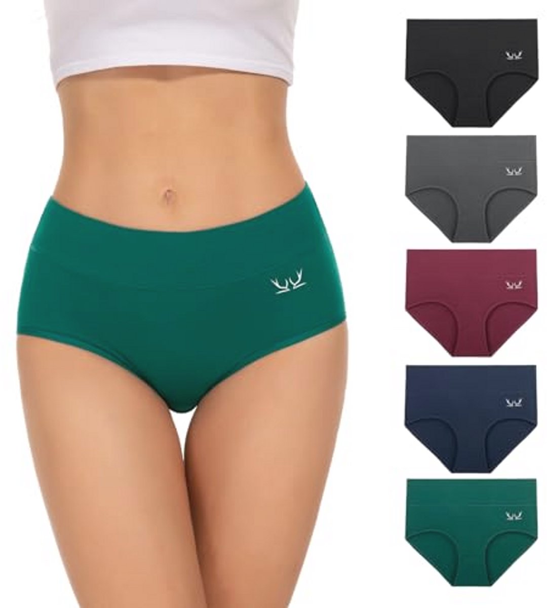 Onderbroeken voor dames van zacht katoen - Stel van 5 stretchy hoge taille slips - Ademend en sexy hipster ondergoed - Perfect als cadeau