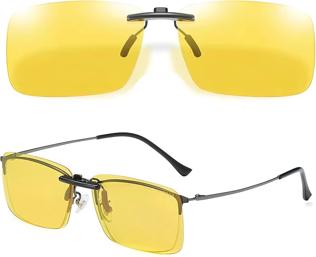Gepolariseerde Nachtzichtbril Clip-On voor Brildragers – Ideaal voor Autorijden en Outdoor-activiteiten – UV-bescherming en Verblindingvrije Lenzen