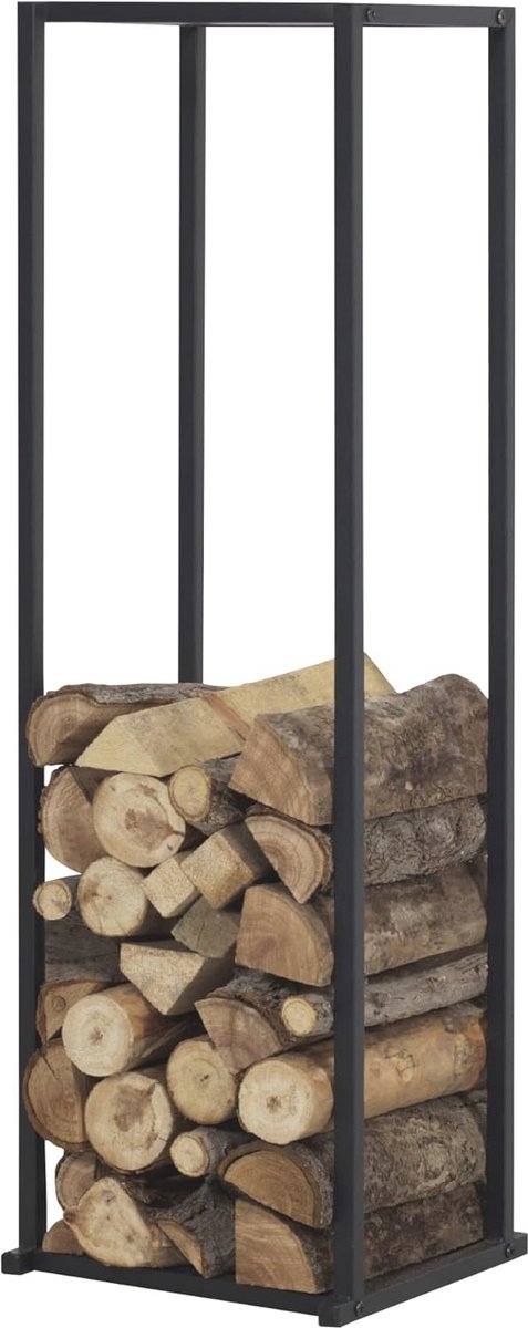Brandhout rek houtopslag 35x35x120 cm - Zwart