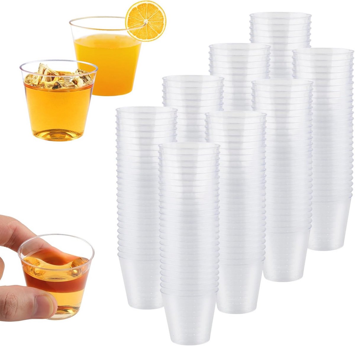 Borrelglazen 200 stuks - Transparante Herbruikbare Glazen voor Feestjes en Evenementen