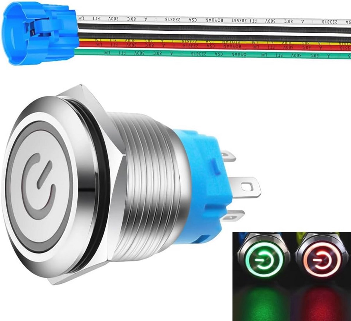Vergrendelbare Drukknop 22mm met Draadaansluiting - Waterdicht IP65