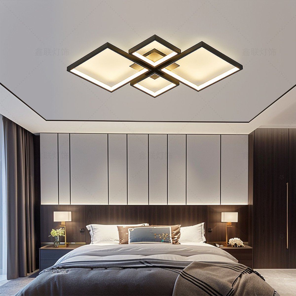 CHIWIN Plafondlamp LED - 48W Dimbare Moderne Geometrische Lamp - Met Afstandsbediening - Voor Woonkamer Slaapkamer Keuken