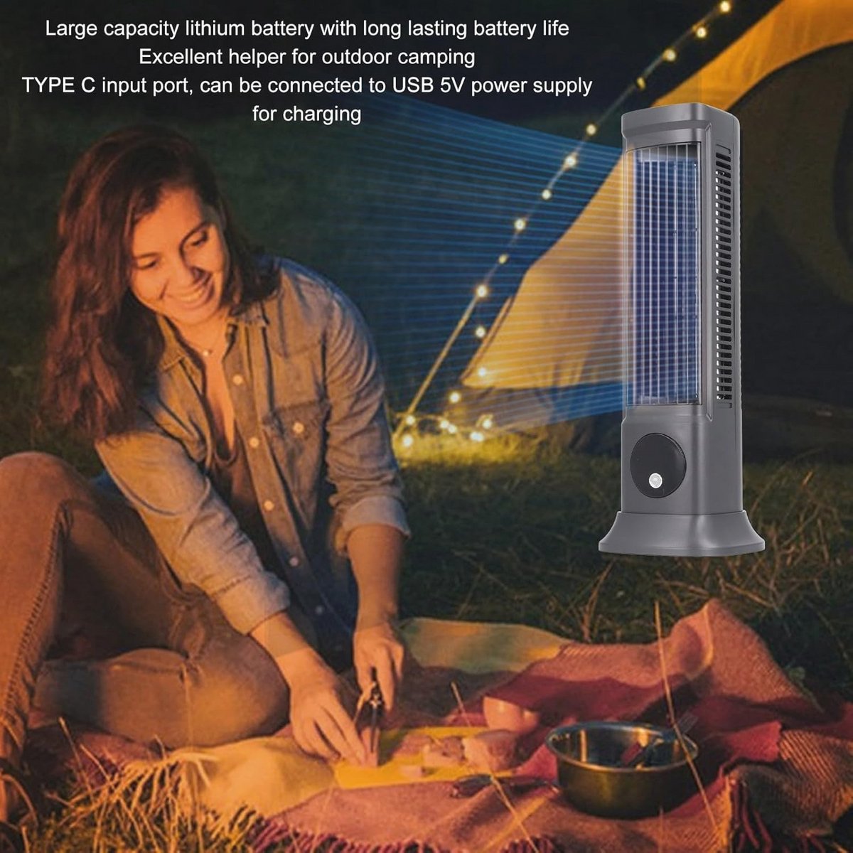 Bladloze Torenventilator met 3 Snelheden - 10 Inch Zwijgende Desktop Fan voor Thuis en Kantoor – foto 2