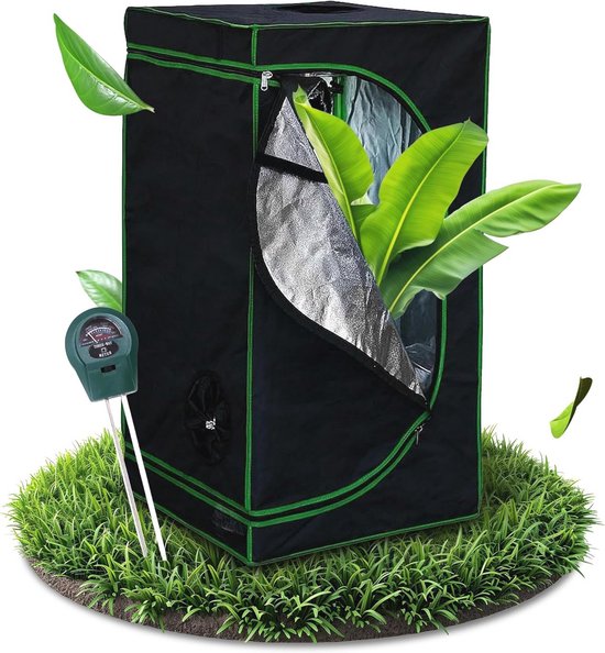 Melko - Growbox 60x60x180 cm set met 3-in-1 meetinstrument - licht- en waterdichte kweektent, extra sterke stof met reflecterende binnenfolie - kweektent voor hydrocultuur