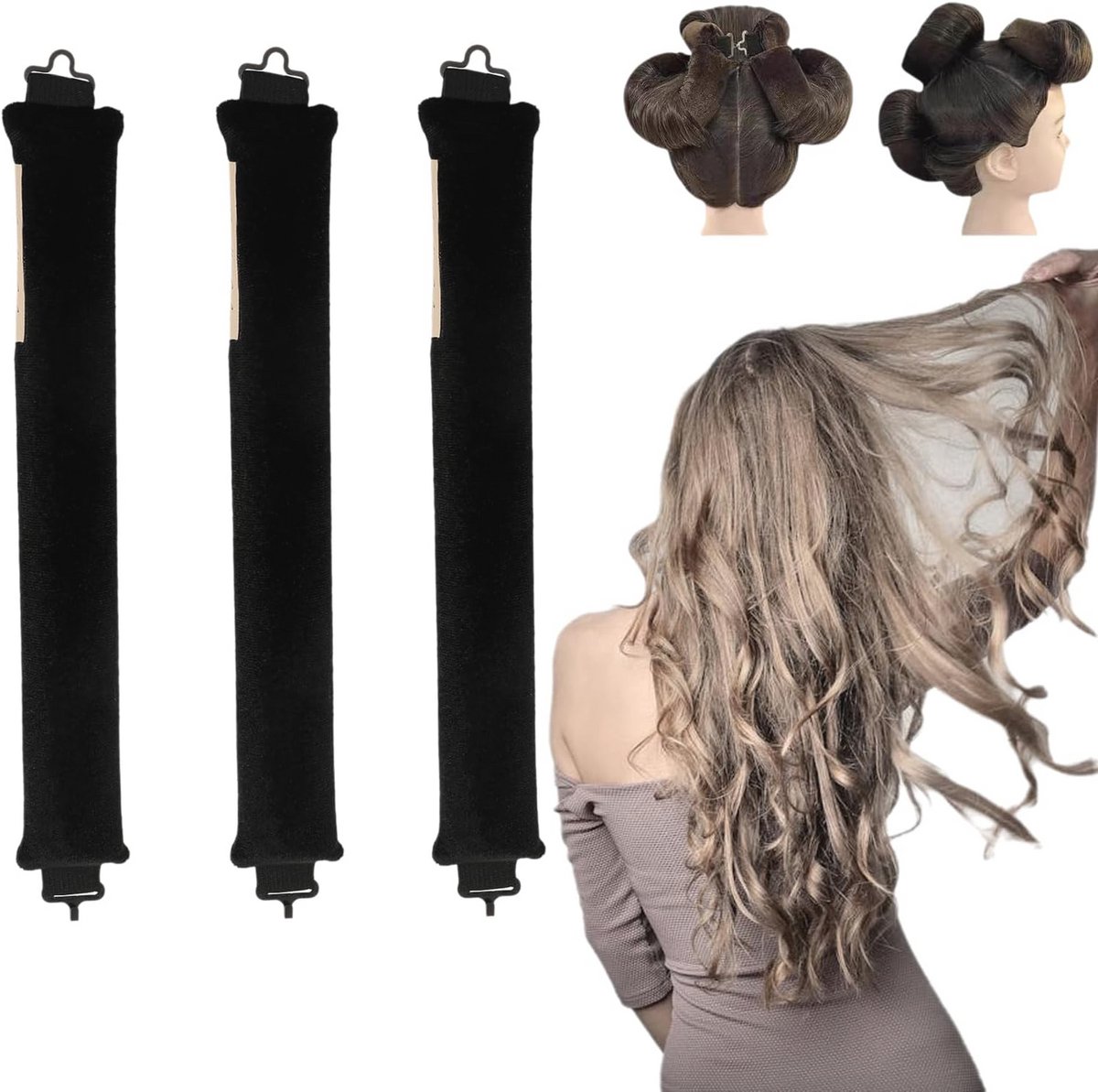 Hittevrije Krulbanden voor Slaapgebruik - 3 Stuks, Perfect voor Kort en Lang Haar