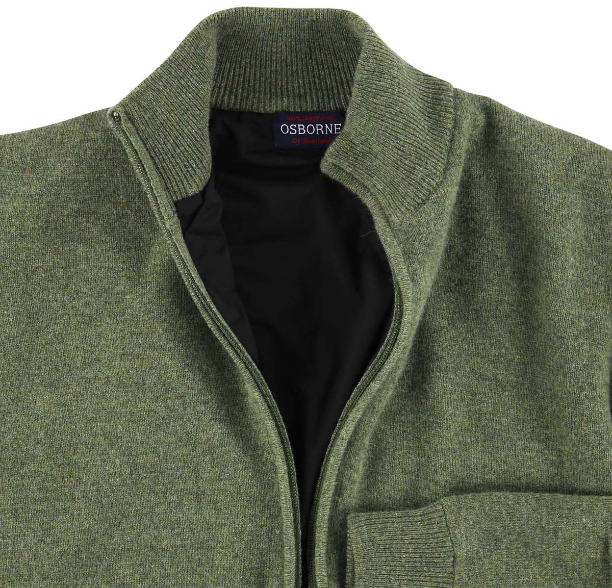 Osborne Knitwear Windstopper cardigan met rits heren – Trui met rits heren in Lamswol - Pullover Heren - Landscape - Zwarte voering - M