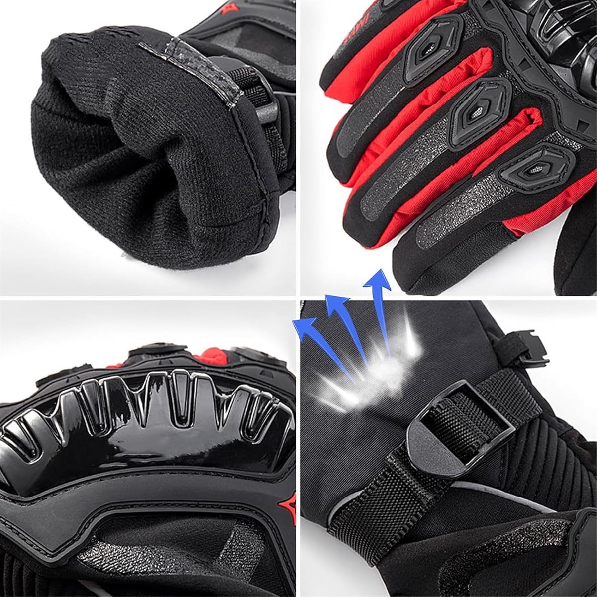 Winter Motorhandschoenen - Heren - Waterdicht Winddicht - Moto Handschoenen - Touchscreen Motorrijden Handschoenen - rood - M – foto 4