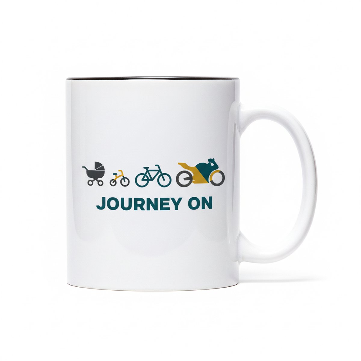 Journey On Evolutie Mok – Inspirerende Reis & Levensfases Print – 330 ml Koffiebeker