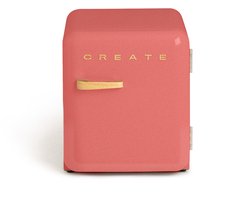 CREATE - Koelkast in retrostijl - Terracotta - Handvat Hout - FRIDGE RETRO 48L