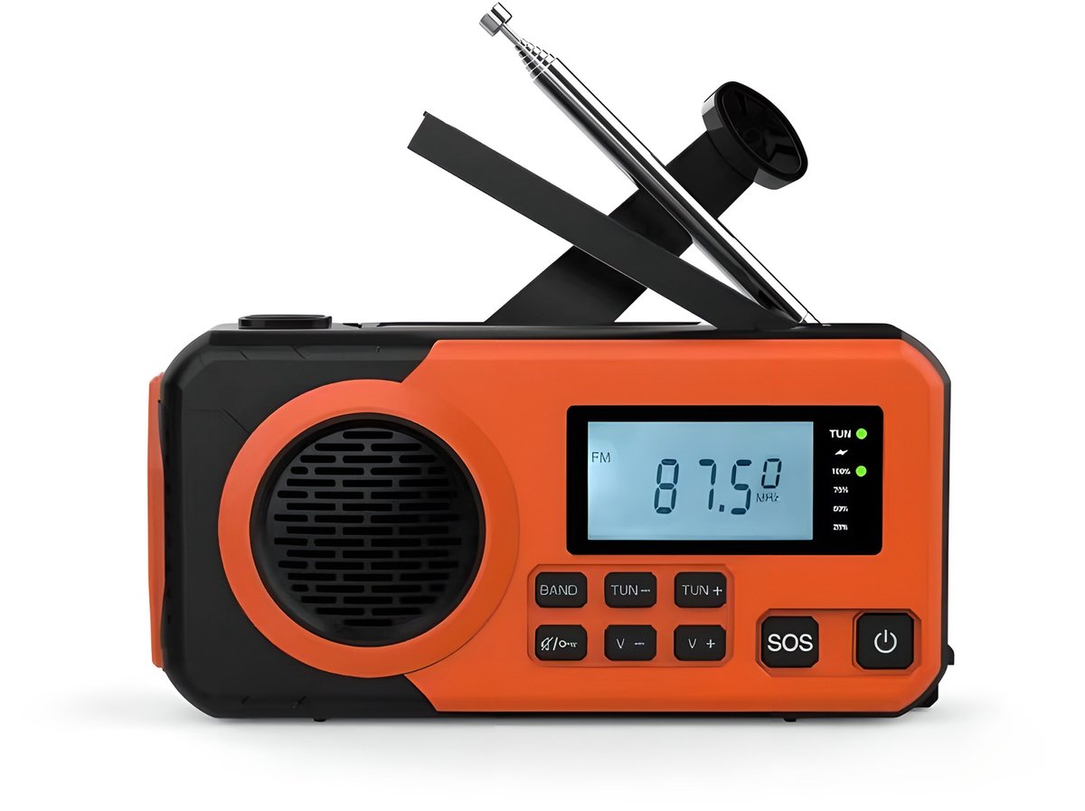 Radio - Noodradio - noodradio solar opwindbaar - opwindbare radio - draagbare radio - 4000mah - Oranje
