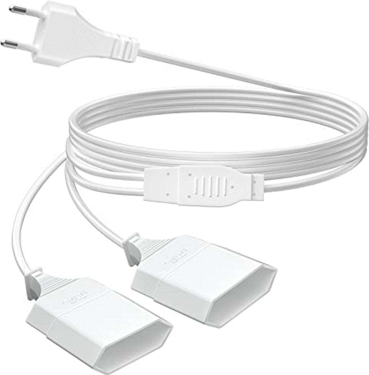 Flat verlengkabel 2 meter met dubbele Euro aansluiting voor tv, pc en apparaten