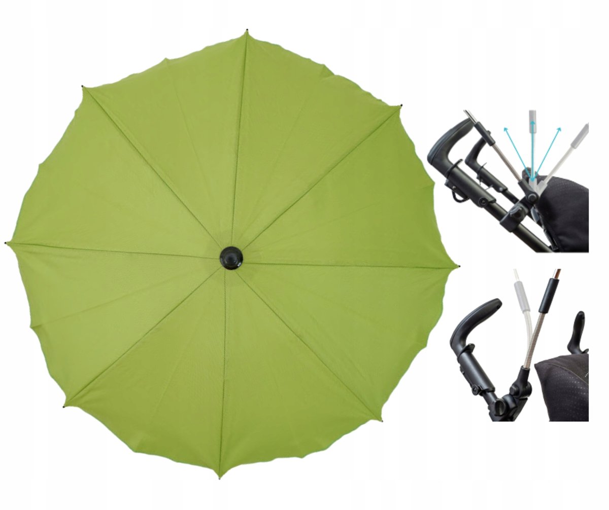 Groene kinderwagen parasol UV50+ 75cm - Bescherming tegen zon & regen