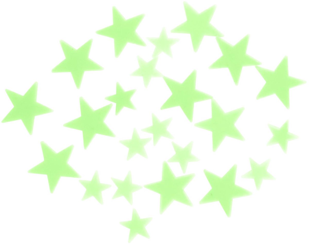 Home Deco Kids Glow in the dark Sterrenstelsel - 24x stuks - groen - kunststof - kinderkamer - decoratie