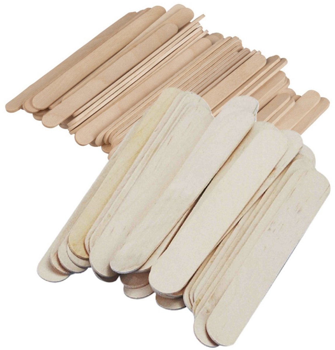 Rayher Hobby Knutselstokjes houtjes - 324x - houten ijsstokjes - 2 formaten - 11 en 15 cm - knutselen - naturel kleur