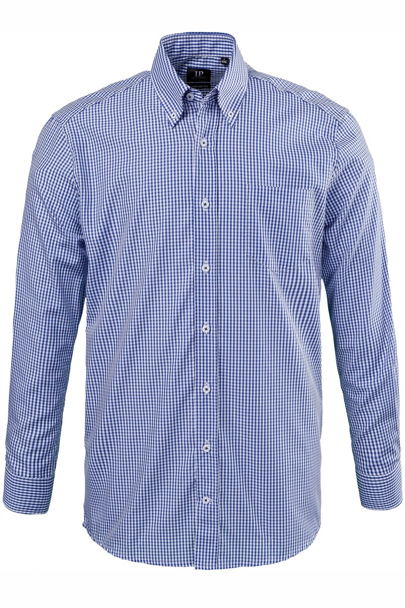 JP 1880 - Heren - Overhemd business vichy-ruit Comfort Fit EasyCare - Lichtblauw - Maat 5XL