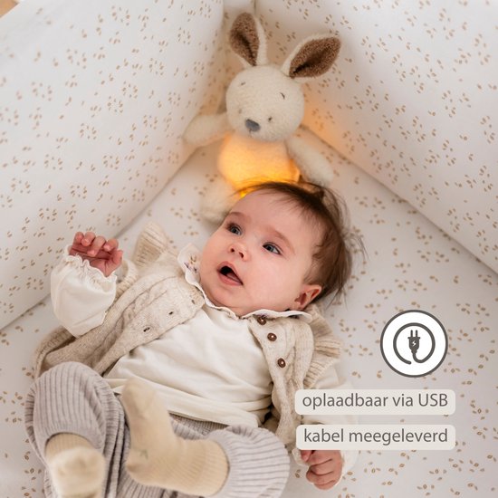 Nattou TEDDY Baby Nachtlampje Konijn - 19 cm - Zachte Baby knuffel - Baby cadeau - Beige van Nattou — afbeelding 3