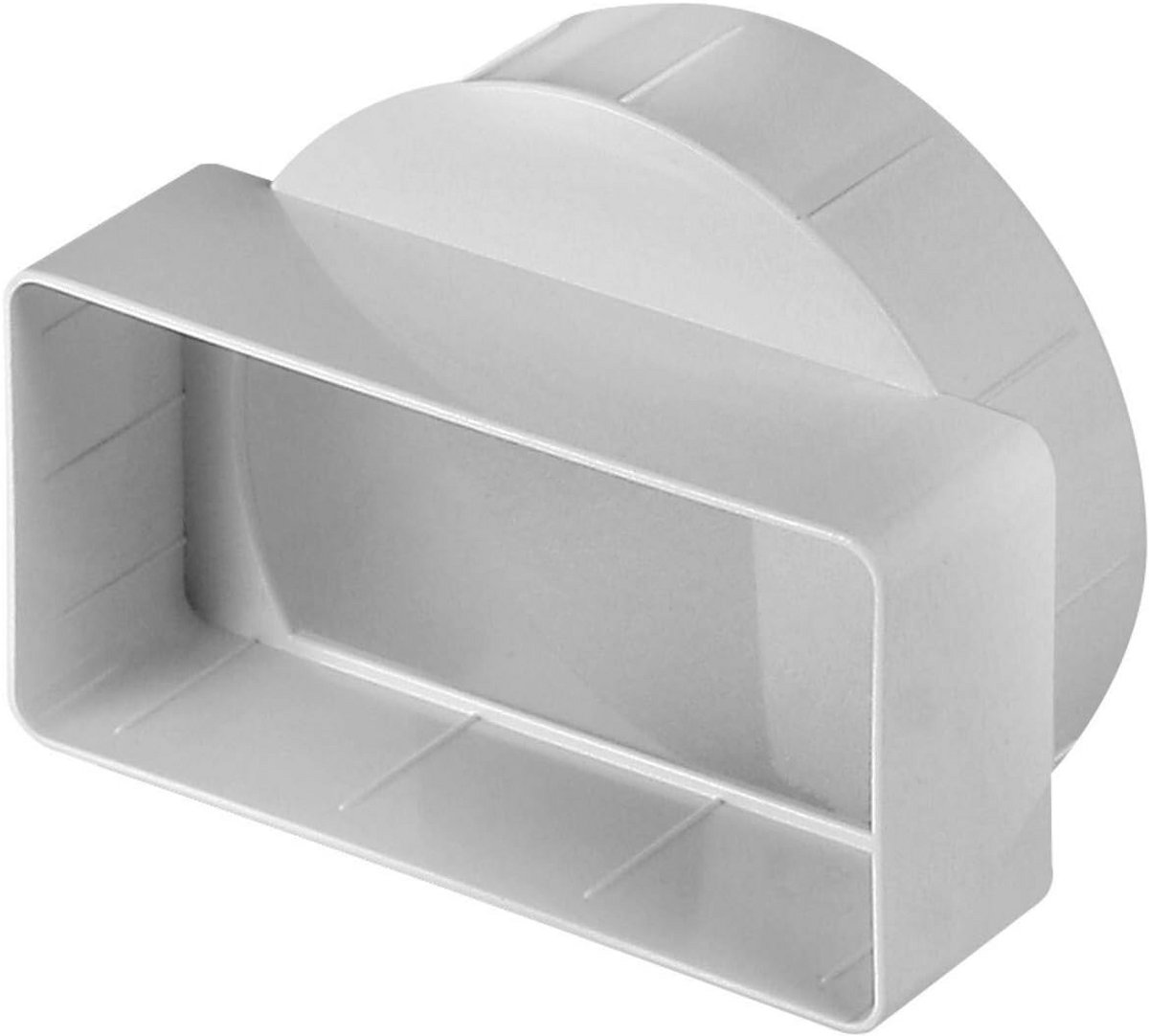 Vlakke kanaalverbinder voor ventilatiekanalen 55x110 mm op ronde buis Ø 100 mm - Wit