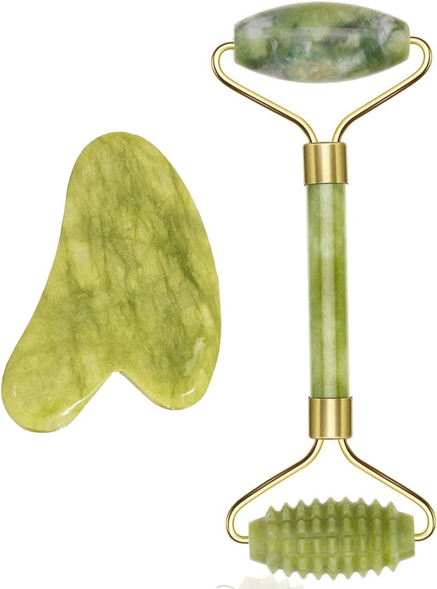 Jade Roller en Gua Sha Set voor Gezichtsmassage en Huidversteviging
