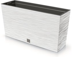 Rechthoekige plantenbak met binnenpot - kunststof bloempot voor binnen en buiten - 77 x 23,5 x 41 cm (beton)