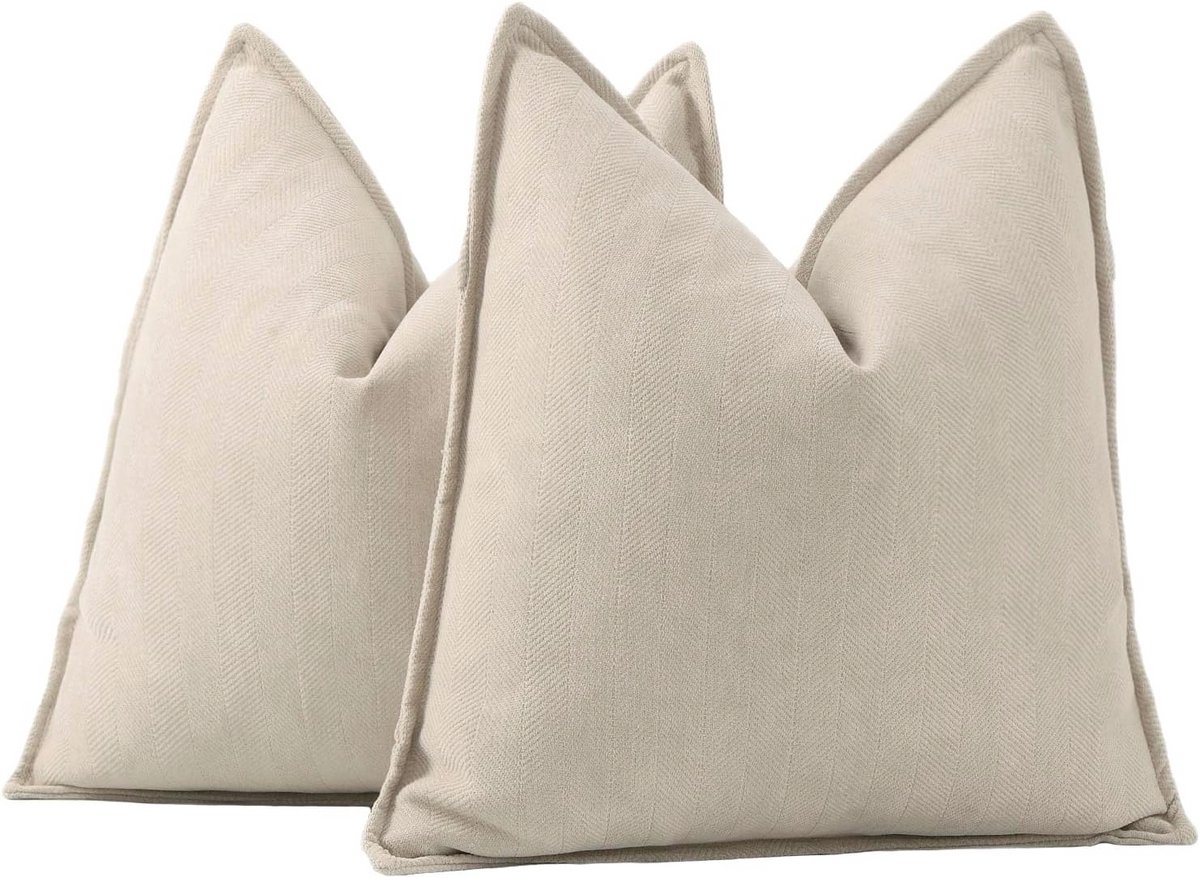 Set van 2 Geweven Chenille Franje Kussenslopen - Superzachte Decoratieve Kussenhoezen voor Sofa en Slaapkamer (60x60 cm)