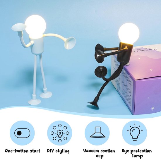 Grappig LED nachtlampje voor kinderen, 2 stuks, warmwit, veranderbare vorm, decoratieve lamp voor slaapkamer van Merkloos — afbeelding 5