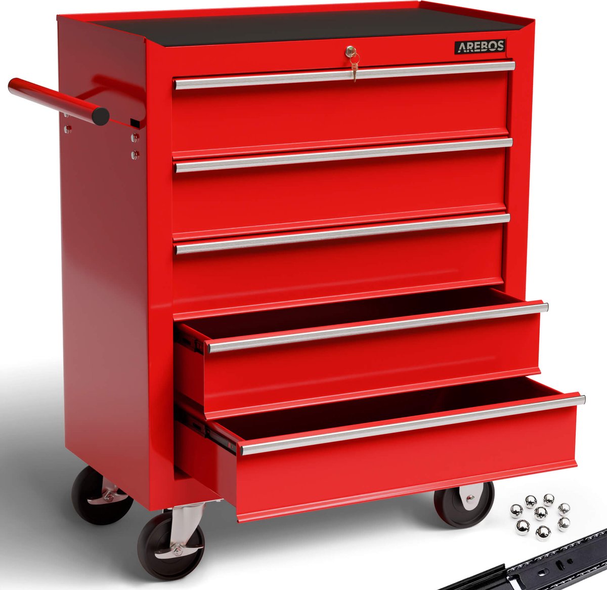 AREBOS - Gereedschapswagens - Werkplaatswagen - 5 Lades - Rood