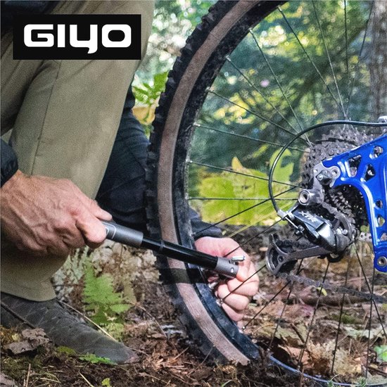 Kleine fiets bandenpomp voor Schrader en Presta ventielen - Draagbare mini pomp tot 80 PSI — afbeelding 2