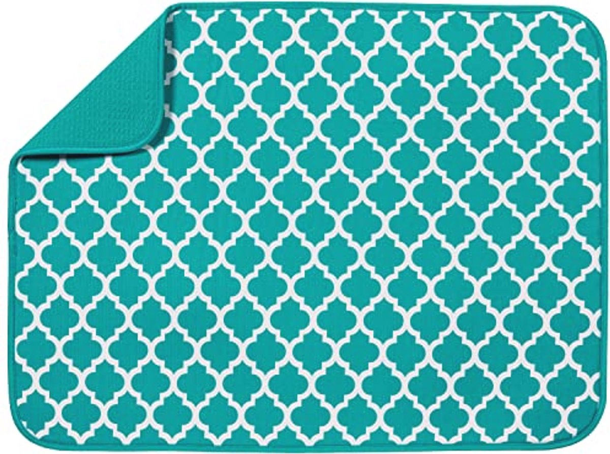XL Afwasmat - Polyester in Groenblauw Trellis - Perfect voor Delicate Gerechten en Glaswerk