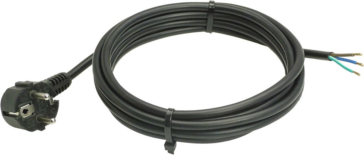PVC Aansluitkabel 10 m H05VV-F 3G1.0, Zwart, IP20 Binnengebruik