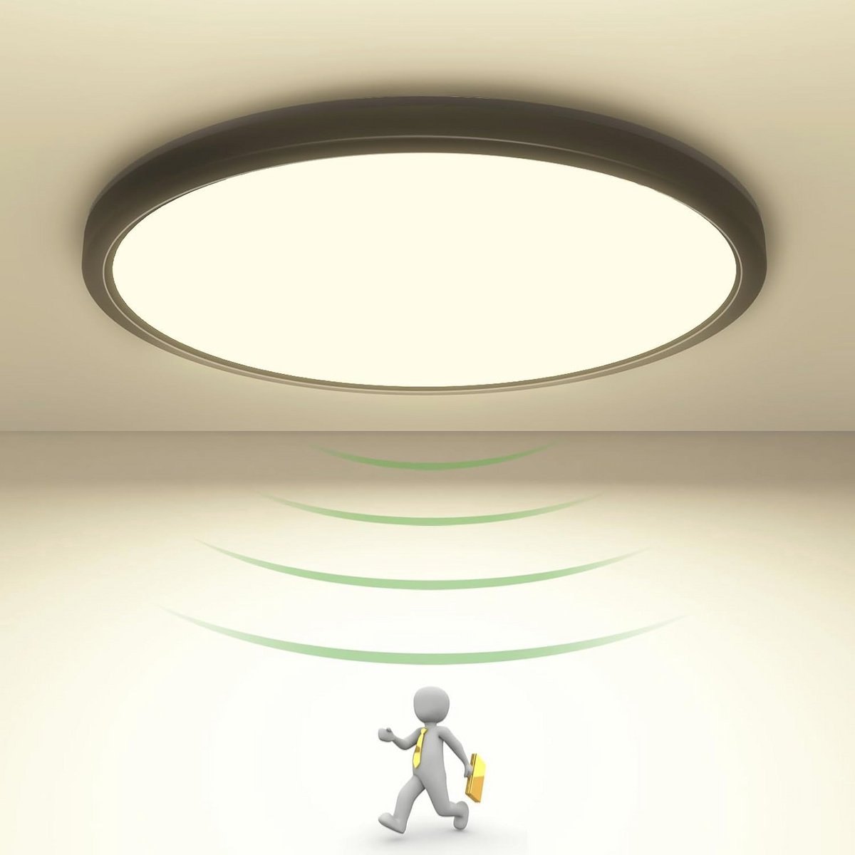 Led Plafondlamp met Bewegingssensor - 19W, 4000K, 1800 Lumen, Platte Ronde Lamp voor Binnen en Buiten