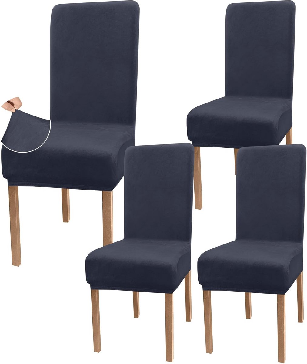 Luxe Fluwelen Eetkamer Stoelhoezen Set van 4 - Armloze Bescherming voor Kinderen en Huisdieren - Wasbaar en Stretch