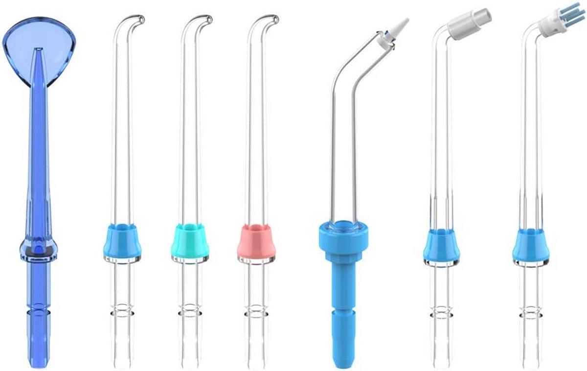 Mondstukken voor monddouche met tongreiniger - 6 stuks voor dagelijkse tandverzorging en implantaten