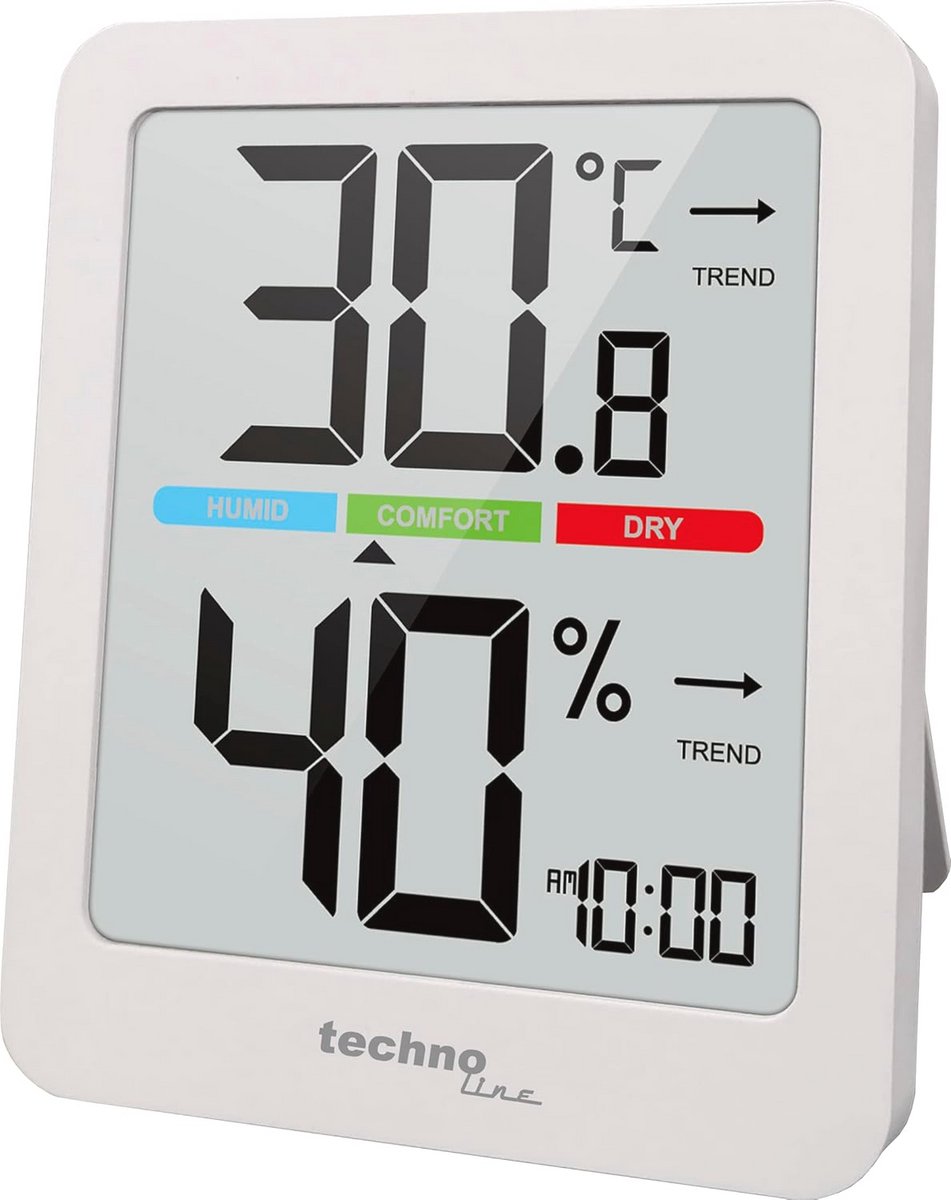 Kantoorthermometer voor Temperatuur en Vochtigheid met Tijdweergave en Achtergrondverlichting