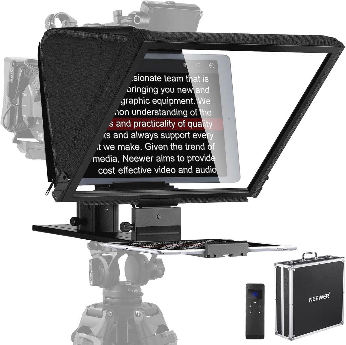 Teleprompter 16 inch met Afstandsbediening en App-Bediening - Opvouwbaar Ontwerp, Compatibel met Tablets en Camera's