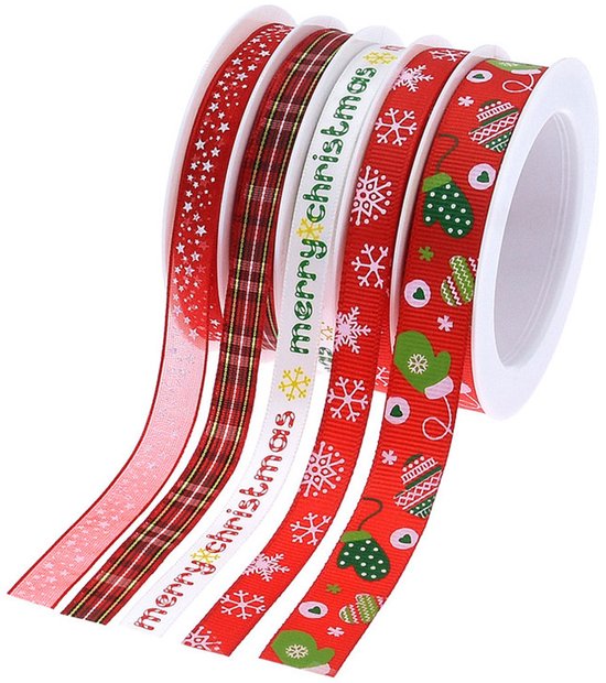 Kerstlint kerstboom rood 15 mm breed - Doopsuiker materialen voor zelf