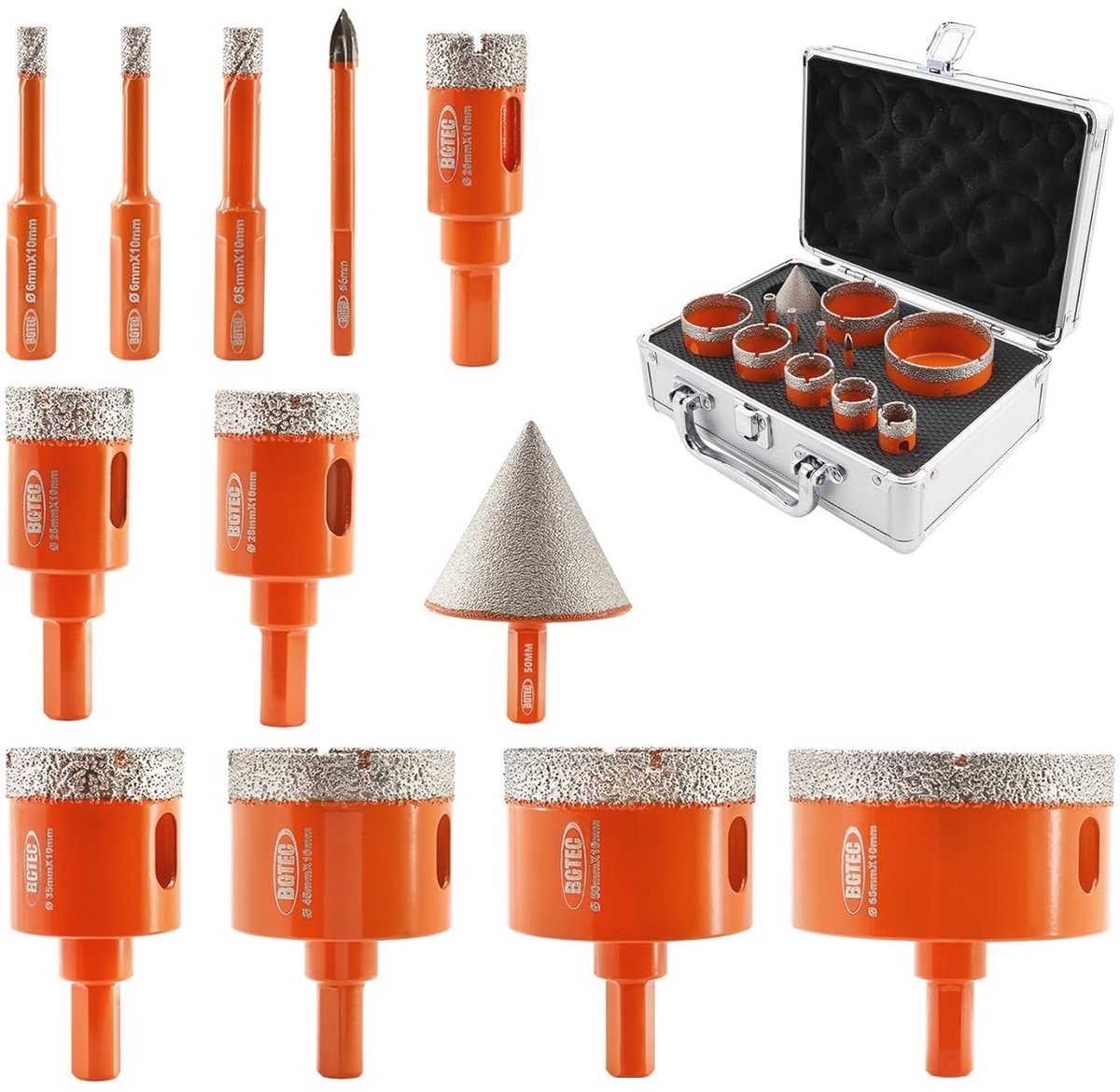Professionele Diamant Boorset voor Tegels en Steen – Set van 12 Diamantboren en Fasenboor