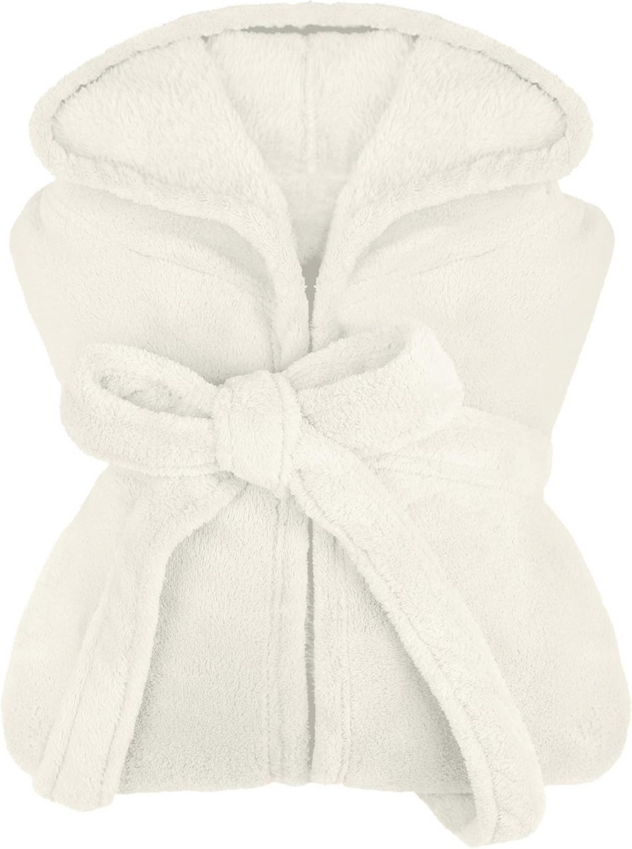 npluseins Extra soft hooded bathrobe made from cuddly fleece - in modern colours and various sizes - unisex & calf length