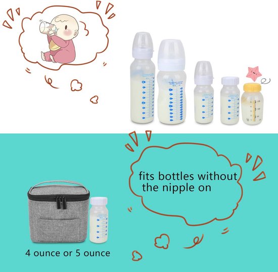 Koeltas voor moedermelk - Lekvrije tas voor 4 babyflessen (150 ml) - Grijs — afbeelding 4