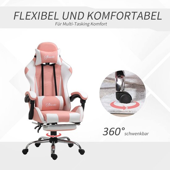 Ergonomische Gamingstoel met Massage-lendenkussen en Voetensteun - Draaibare PC-stoel voor Optimaal Comfort — afbeelding 5