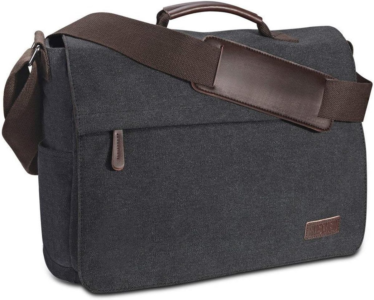 Heren Schoudertas van Hoogwaardig Vintage Canvas voor 15,6 Inch Laptop